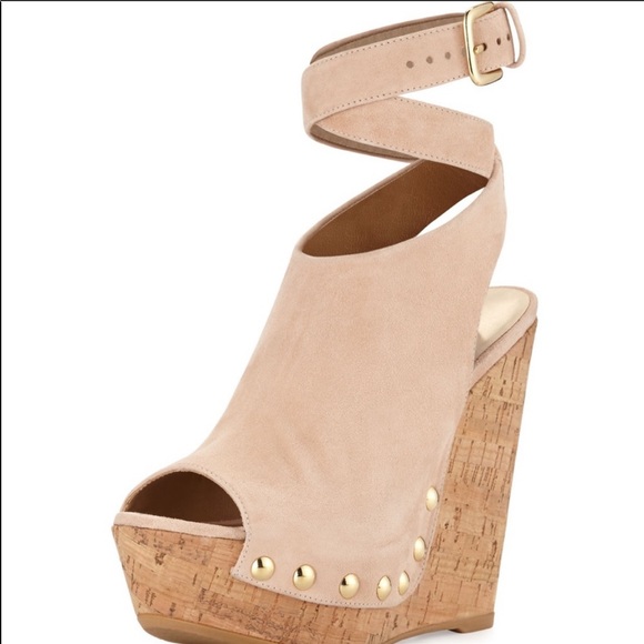 Stuart Weitzman Blush Suede Wedges